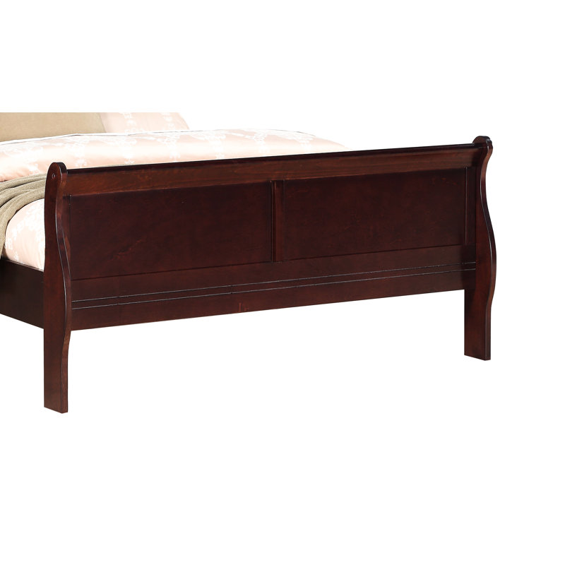 Lit simple en bois massif brun avec finition cerisier - Collection avec glissières en métal et tiroirs coulissants confortables