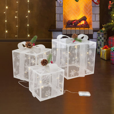 3-Piece Set Of Lighted Party Gift Boxes