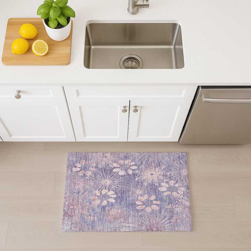 Machine Washable Indoor/Outdoor Leavittsburg ACN2225 Floral Rug, Rectangle 1'8" x 2'6"
