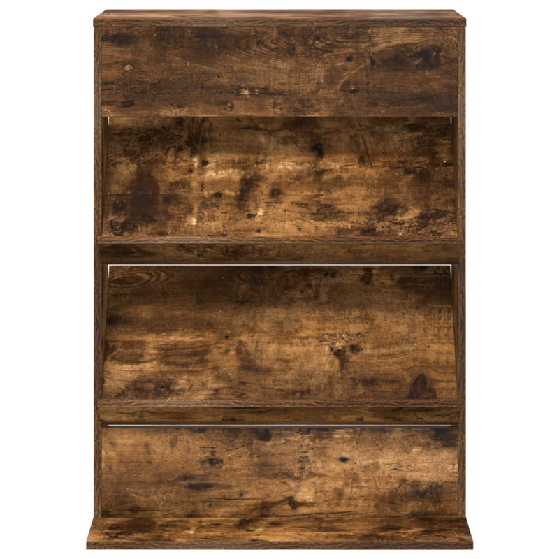 Wood Free Standing Magazine Rack, Smoked Oak