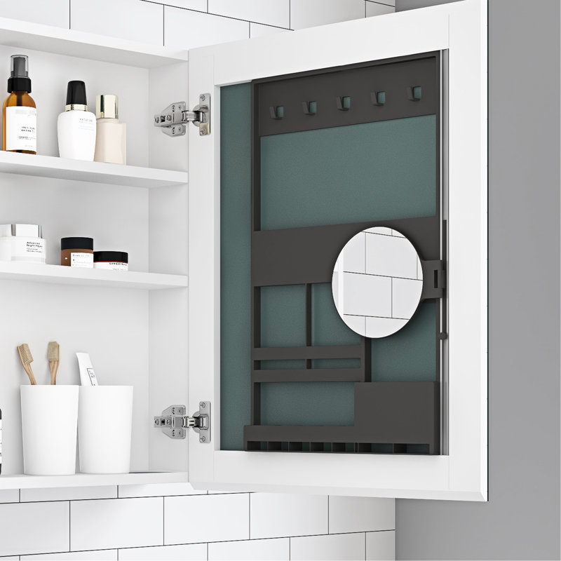 20''X26'' Bathroom Medicine Cabinets - Wooden Door. Wall Mount Options. White. Various Storage Compartments. Elegant Look. Easy To Assemble Cabinet Right Opening, White, Recessed Or Surface Mount,