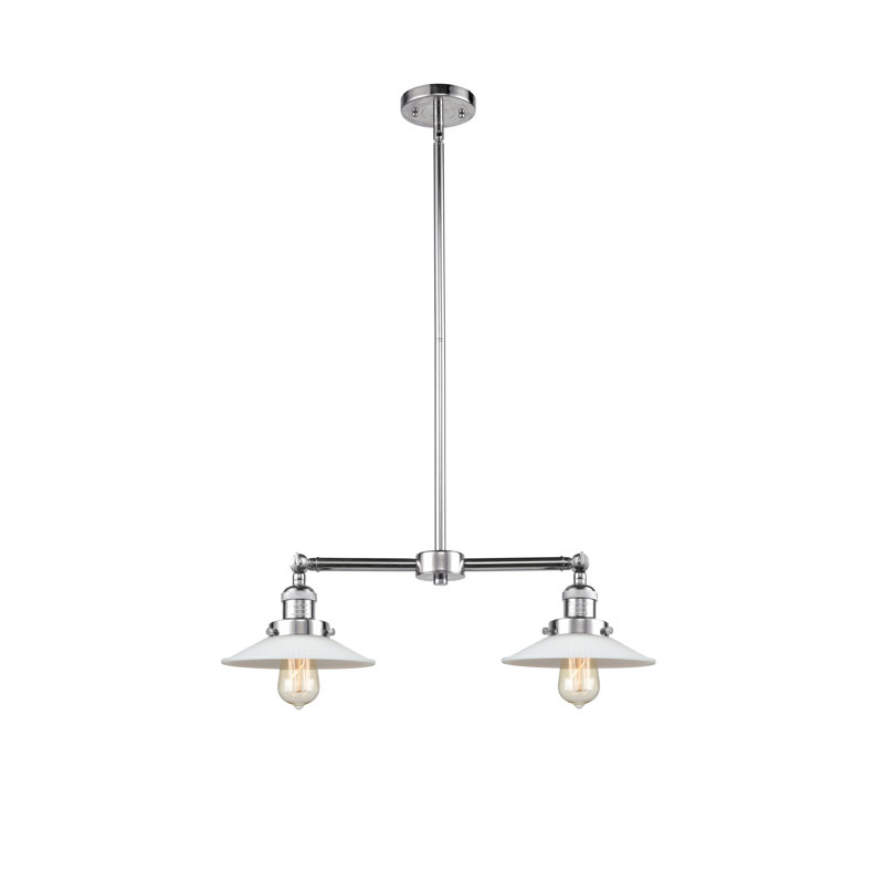 Miramontes 2 - Light Kitchen Island Pendant, 6 Watt Vinage LED Bulb, Polished Chrome, Matte White Halophane