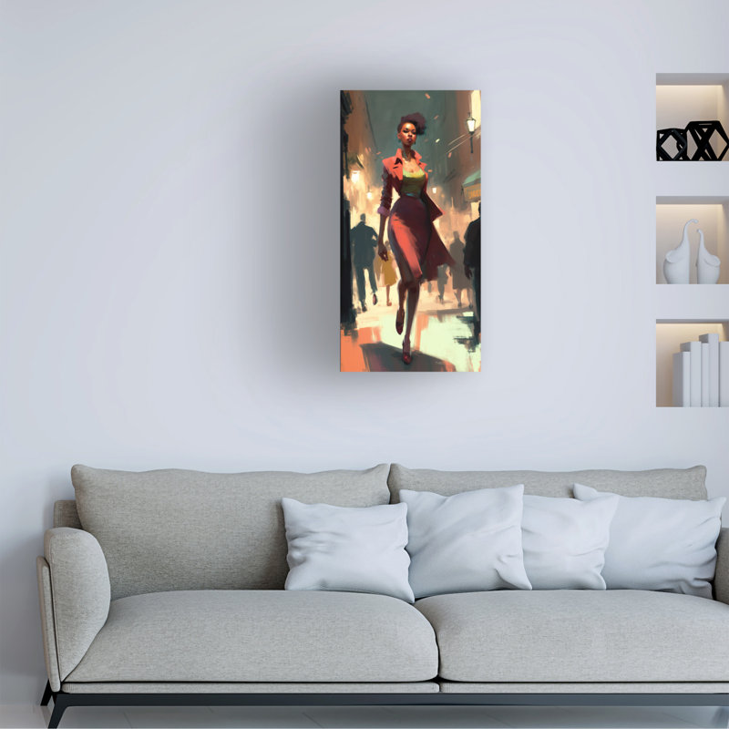 Art mural sur toile tendue - «19 histoire noire» de Wumples pour décoration de salon, de chambre à coucher ou de bureau - 16 x 32