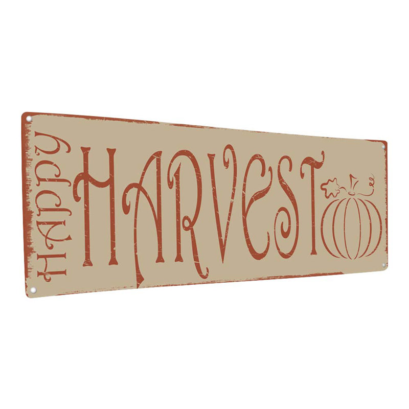 Plaque en métal «Happy Harvest», H 11,5 po x l 31 po x P 0,04 po