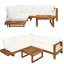 Ensemble de canapé modulaire d'extérieur en bois d'acacia 4 pièces Timberlane, coussins en tissu imperméable résistant aux intempéries, conception à lattes moderne, sièges modulaires pour le jardin, la terrasse ou la cour