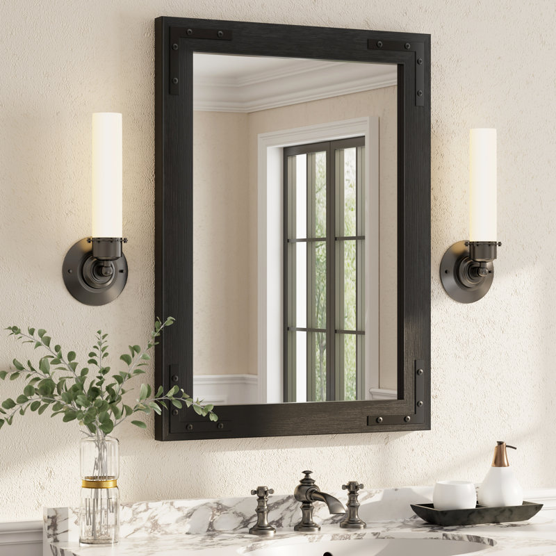 Miroir mural Amara Rustic Farmhouse, Noir, 30 po x 22 po