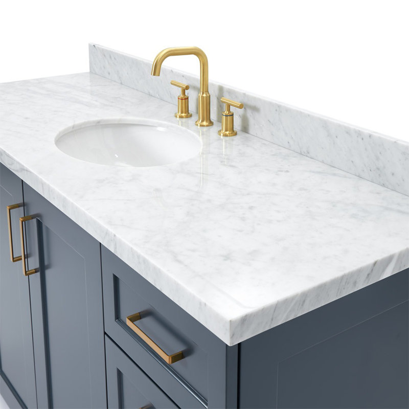 ARIEL TAYLOR 61 IN RECTANGLE SINK VANITY, Midnight Blue, Oval