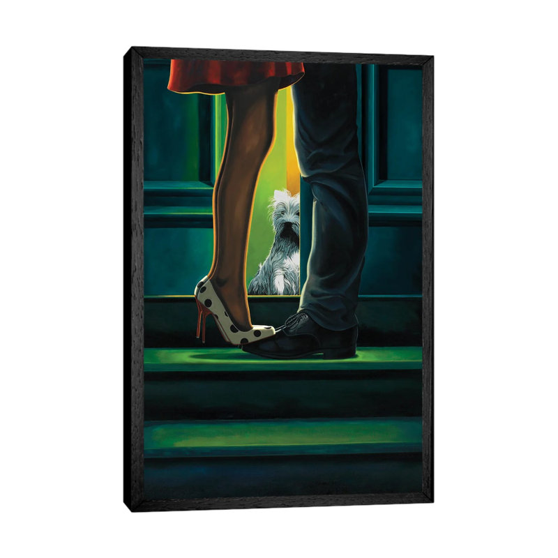Learning To Share by Ross Jones - Painting on Canvas, 101.6cm H x 66.04cm W x 3.81cm D, Black Framed