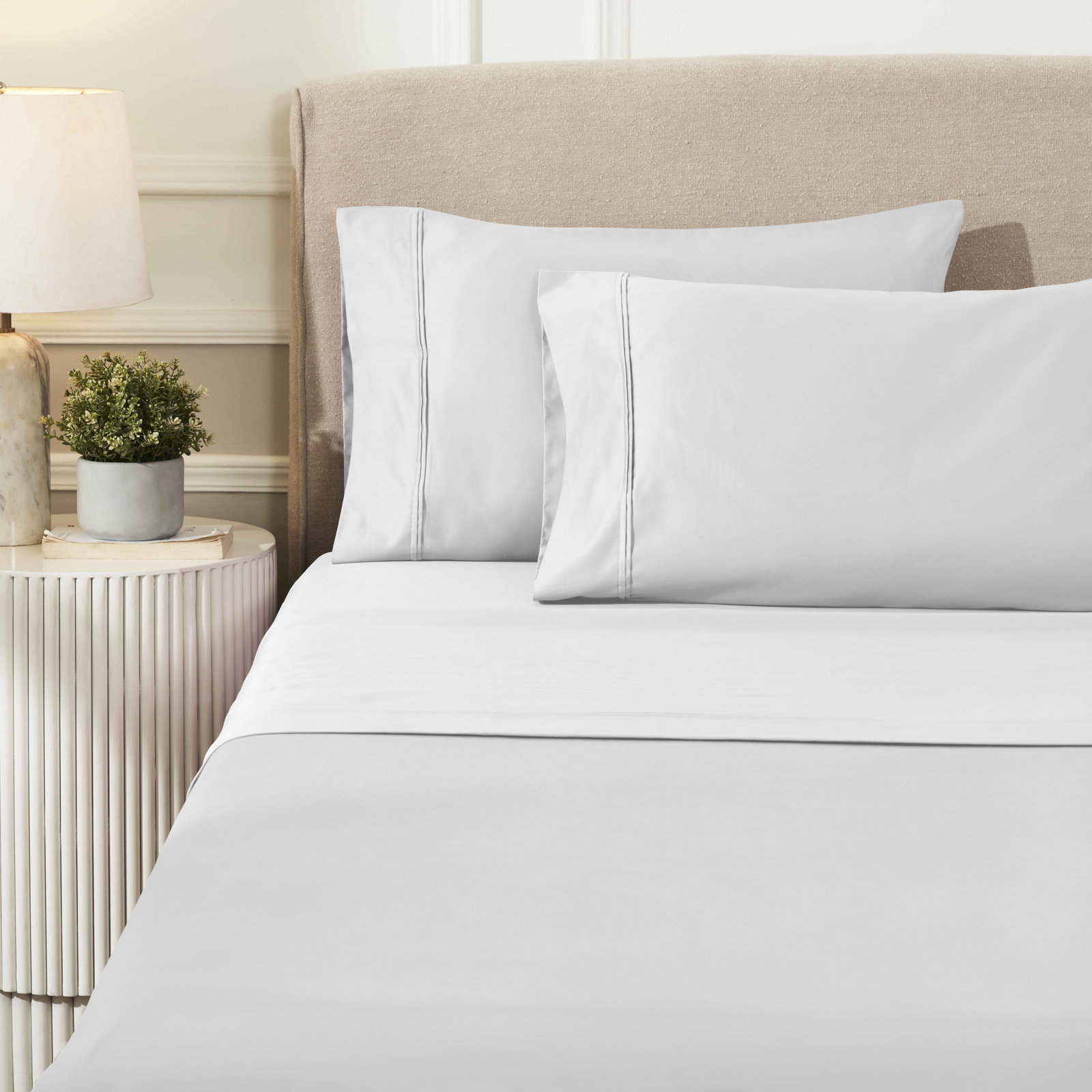 Mellark Cotton Sheet Set, King Sheet Set with 2 Pillowcases, Platinum