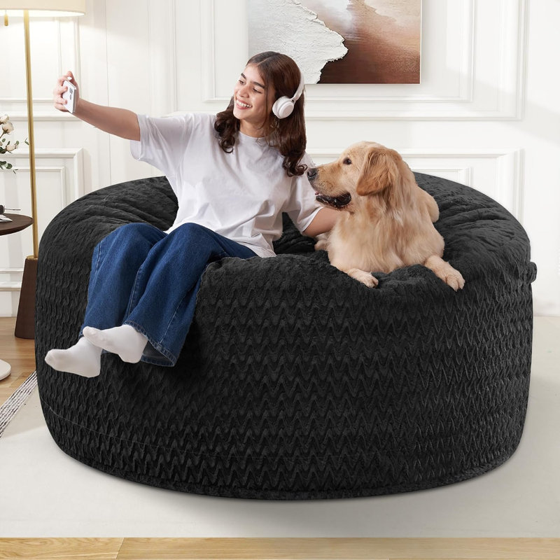 Fauteuil à billes en mousse viscoélastique 3FT, Noir, 3 pi