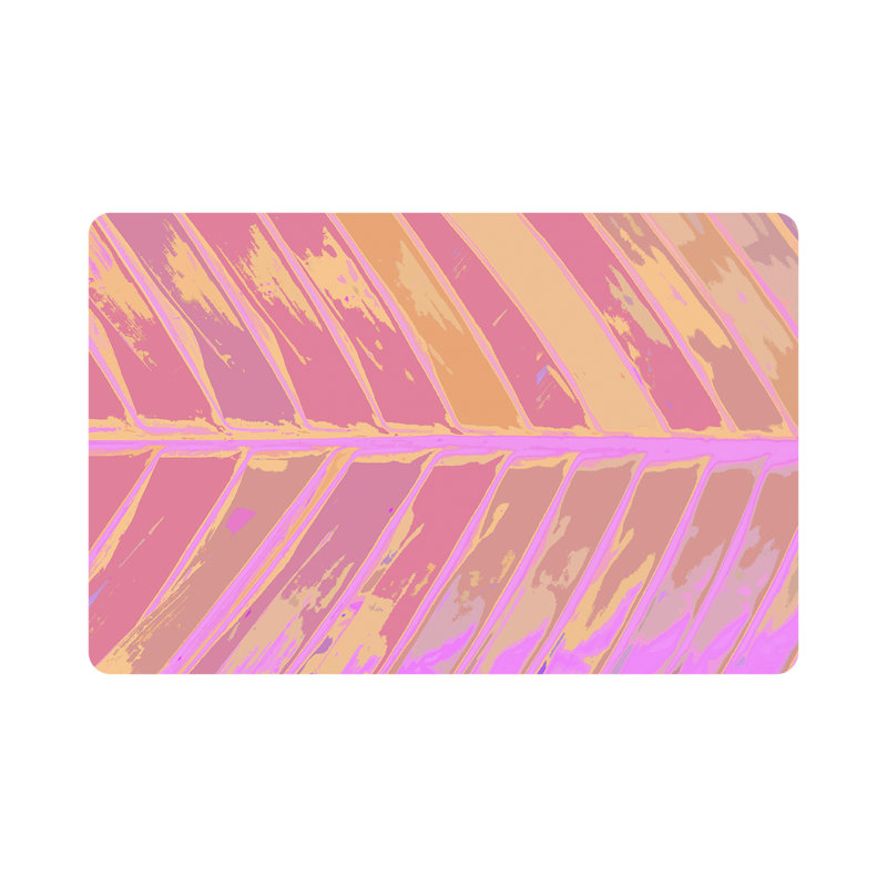 Tropical Leaf Vegan Leather Rectangle Pebble Placemat, Orchid