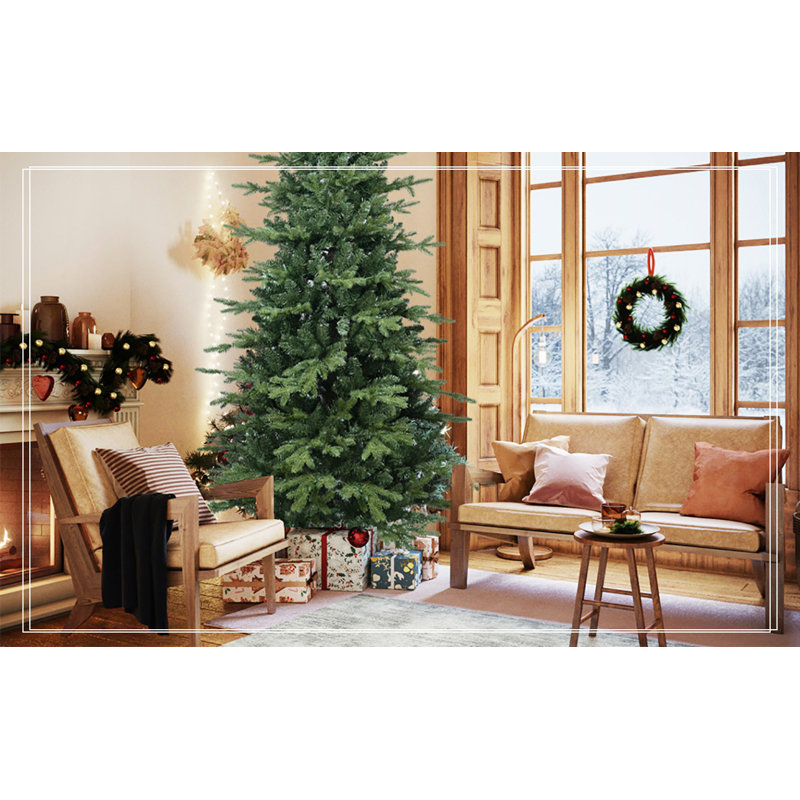 Arbre de Noël 7,5 pi PVC vert + 7,5 pi avec 2856 pointes, 7.5"