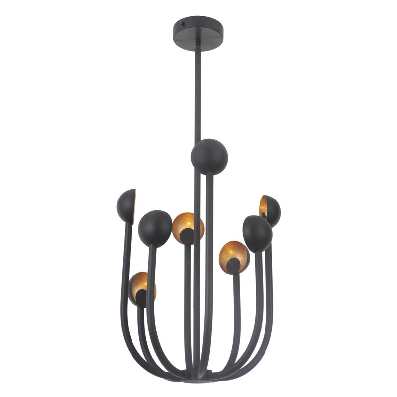 Keeter 8 - Light Dimmable LED Geometric Chandelier, Black