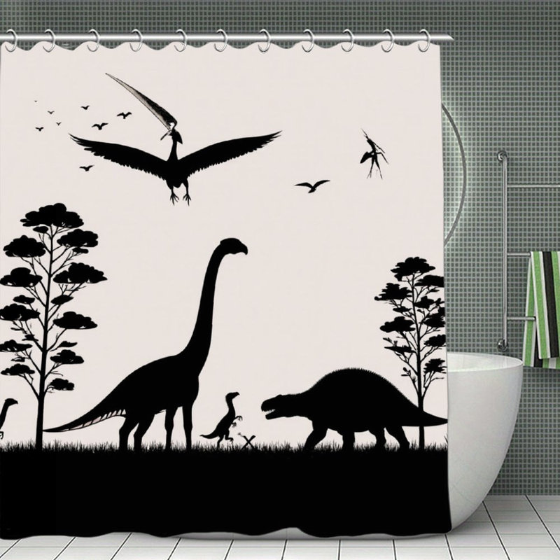 Rideaux de douche Dinosaur Silhouette, 71 x 71