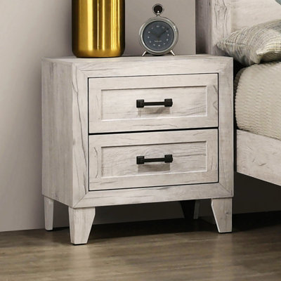 Bedside Table, Contemporary Style Nightstand With 2 Drawers