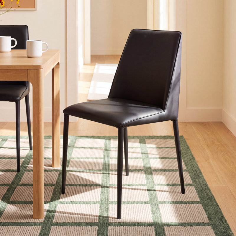 Noel 18.5'' H Upholstered Side Chair, Black Faux Leather, Black