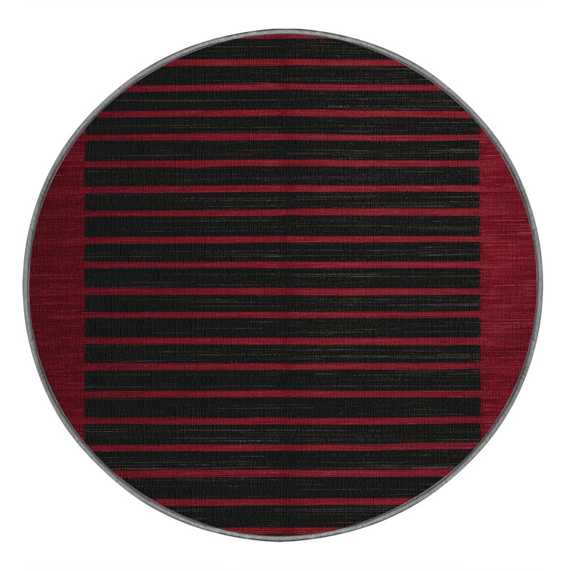 Tapis brun à rayures horizontales lavable à la machine, Rond 7 pi