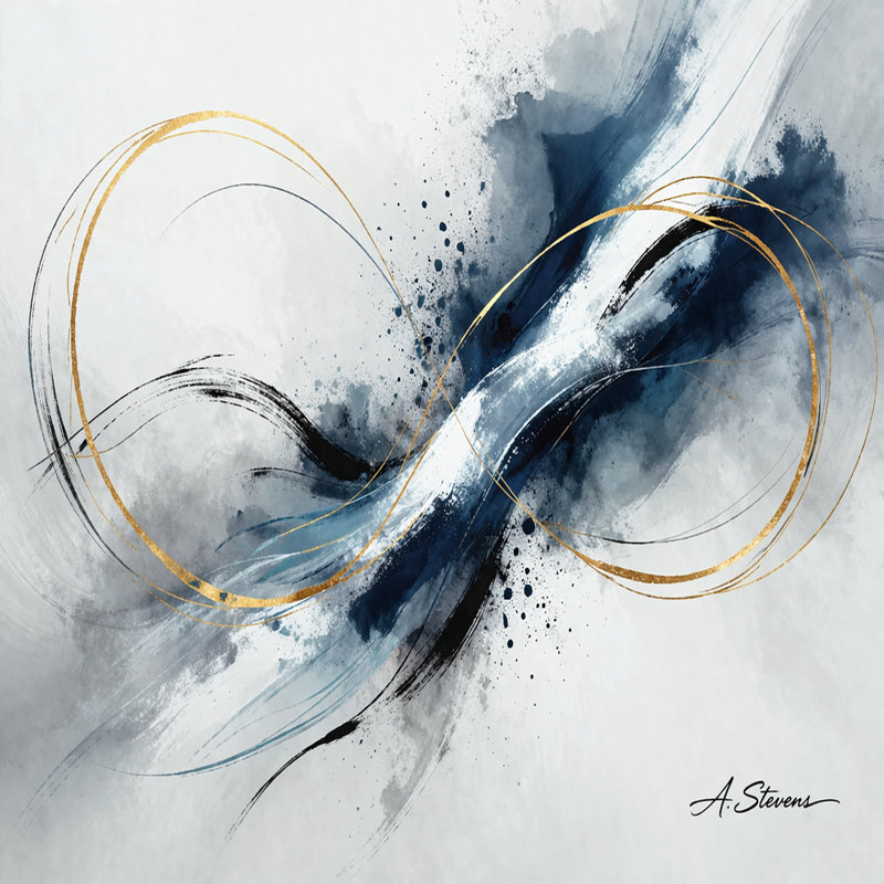 Art indigo sur toile tendue avec arc, L 48 po x H 36 po x P 1,5 po