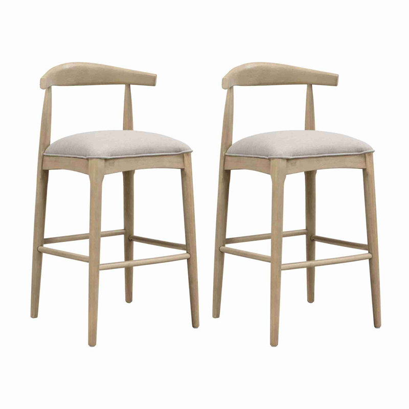 Tabouret de comptoir en tissu galet (ensemble de 2), Bois, Gris