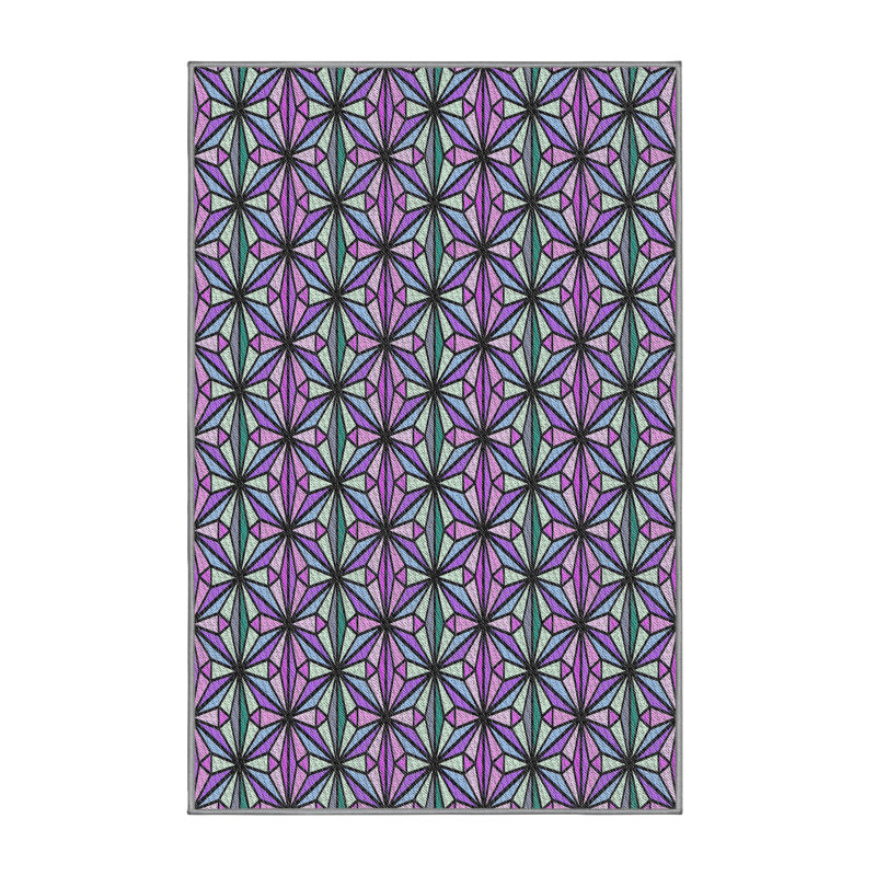 Tapis 100% à motif lavable à la machine 1543, Rectangle 5 pi x 7 pi