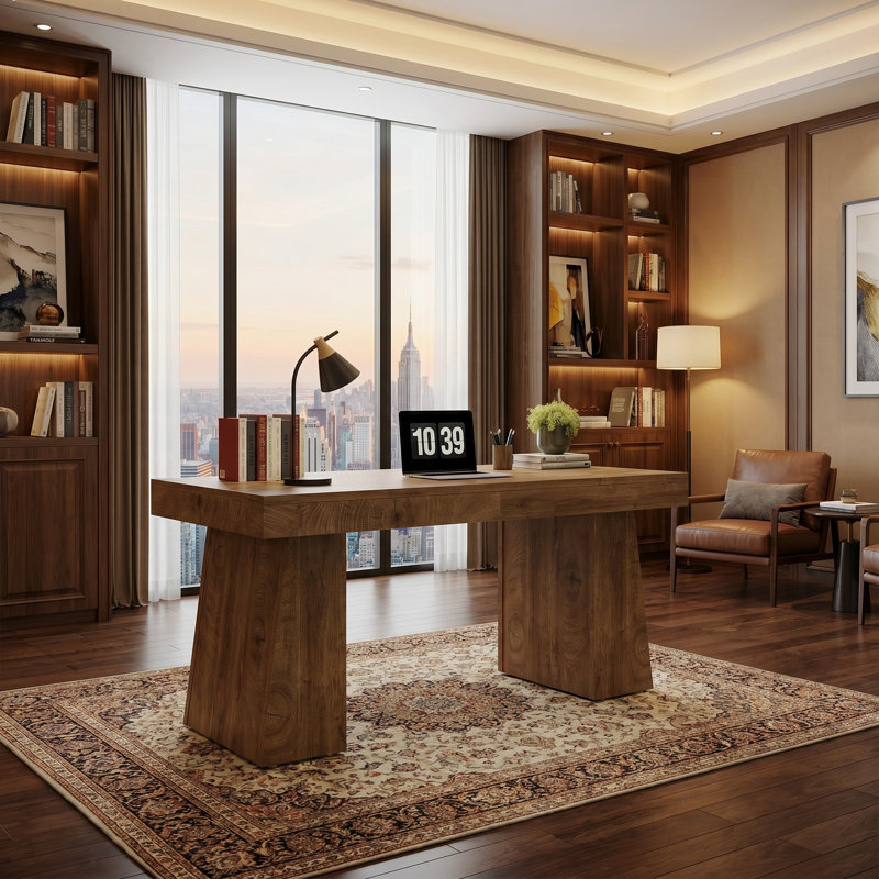 Bureau double caisson Wolbach, Marron clair