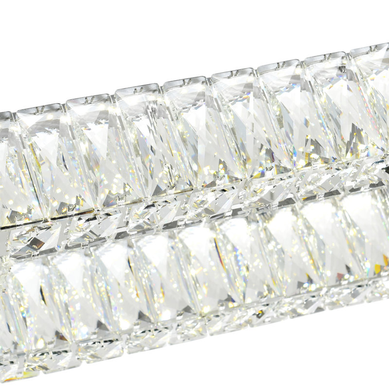 52'' Chrome 2-Tier Rectangular Chandelier for Kitchen Island, Dining Room, or Foyer – Integrated LED Light Fixture