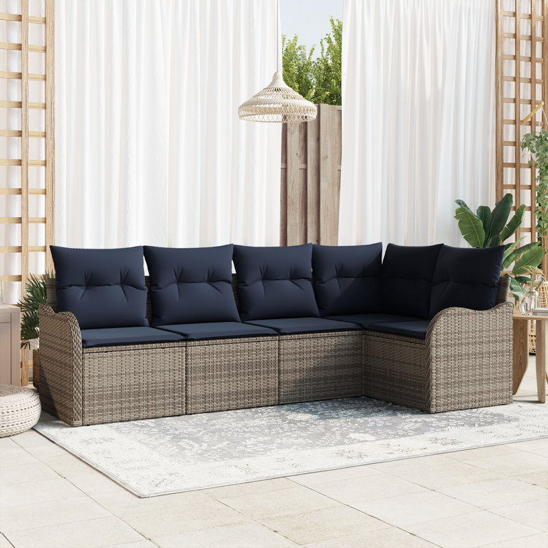 Ensemble de canapé de jardin vidaXL, Structure grise / coussin bleu marine
