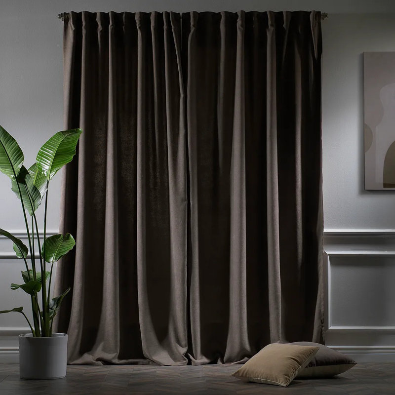 Extra Long & Extra Wide Decorative Curtain Single Panel, 140cm Width x 295cm Drop, Light Brown
