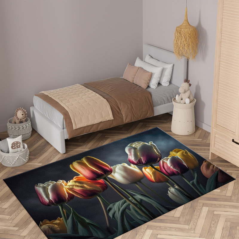 Tapis à motif géométrique abstrait bleu et crème pour un attrait esthétique moderne dans les maisons et les bureaux