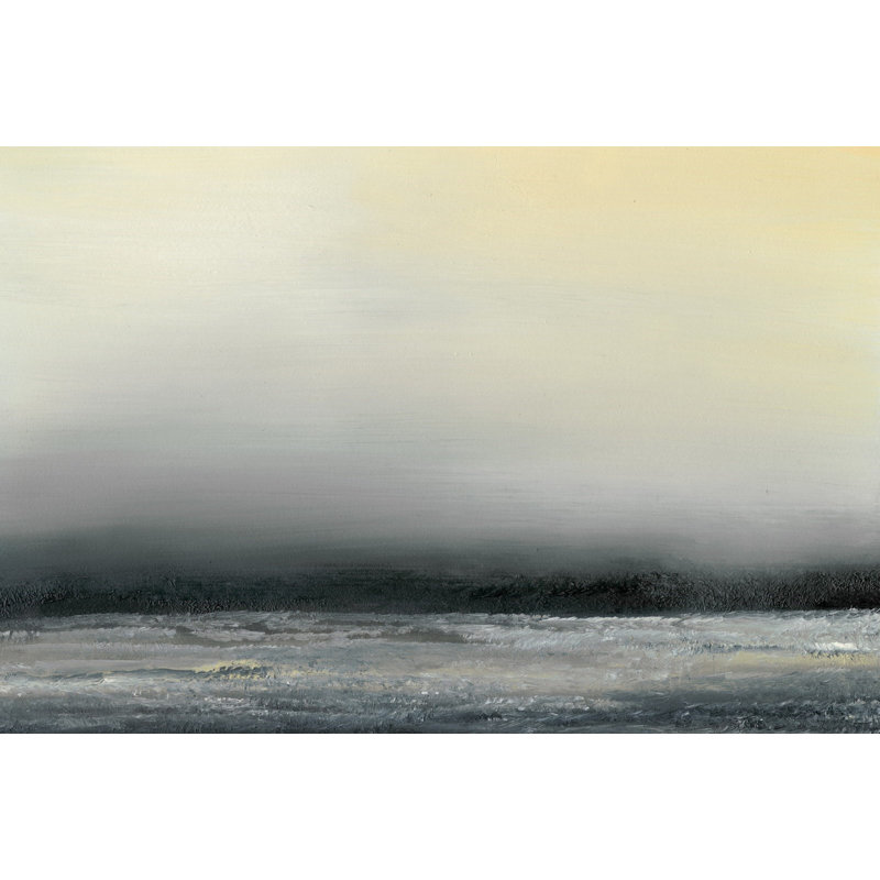 « ocean marée iv », impression sur toile, H 16 po x l 24 po x P 1 po, Papier d'art encadré noir, Blanc