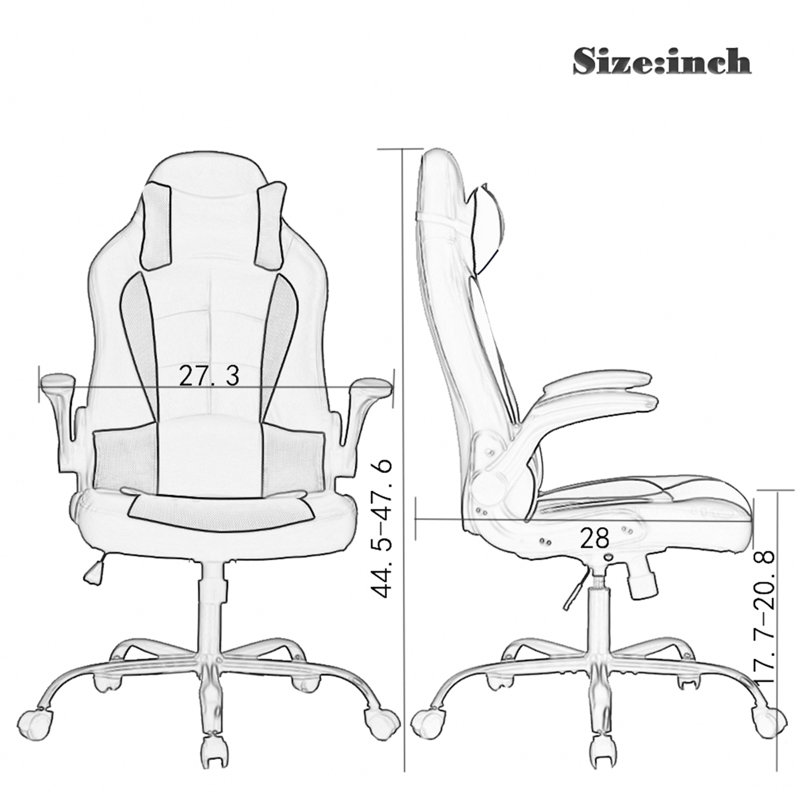 Gaming Chair Height Adjustable PC Gaming Chair, Ergonomic Swivel Rolling Desk Chair for Gaming, Office and Computer Workstation Use