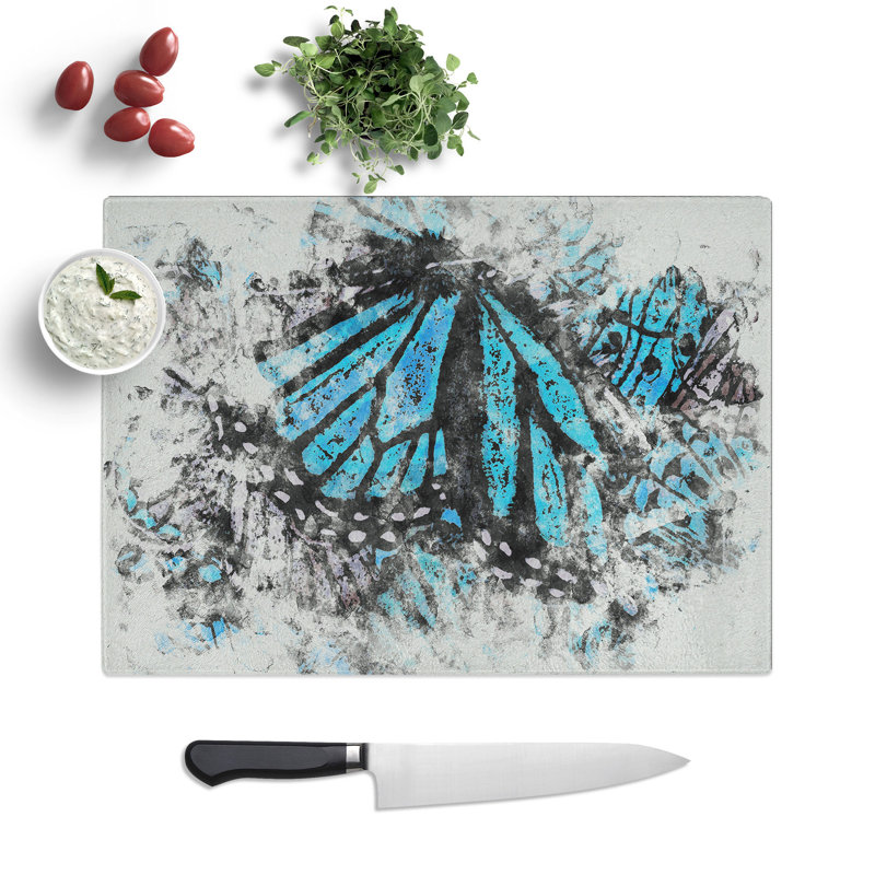 Tempered Glass the Blue Butterfly Effect Chopping Board, 28.5 cm x 39 cm