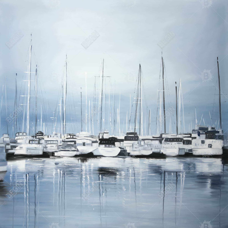 " Boats At The Dock 2 ", 24" H x 24" W