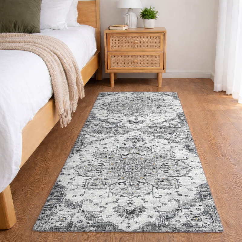 Tapis à poil long de qualité supérieure lavable à la machine ADS93, Brouillard, Tapis de couloir 2 pi 3 po x 7 pi 6 po