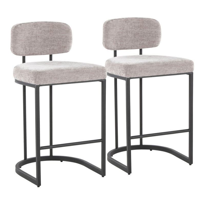 Tabouret de comptoir à hauteur fixe, Gris, Black