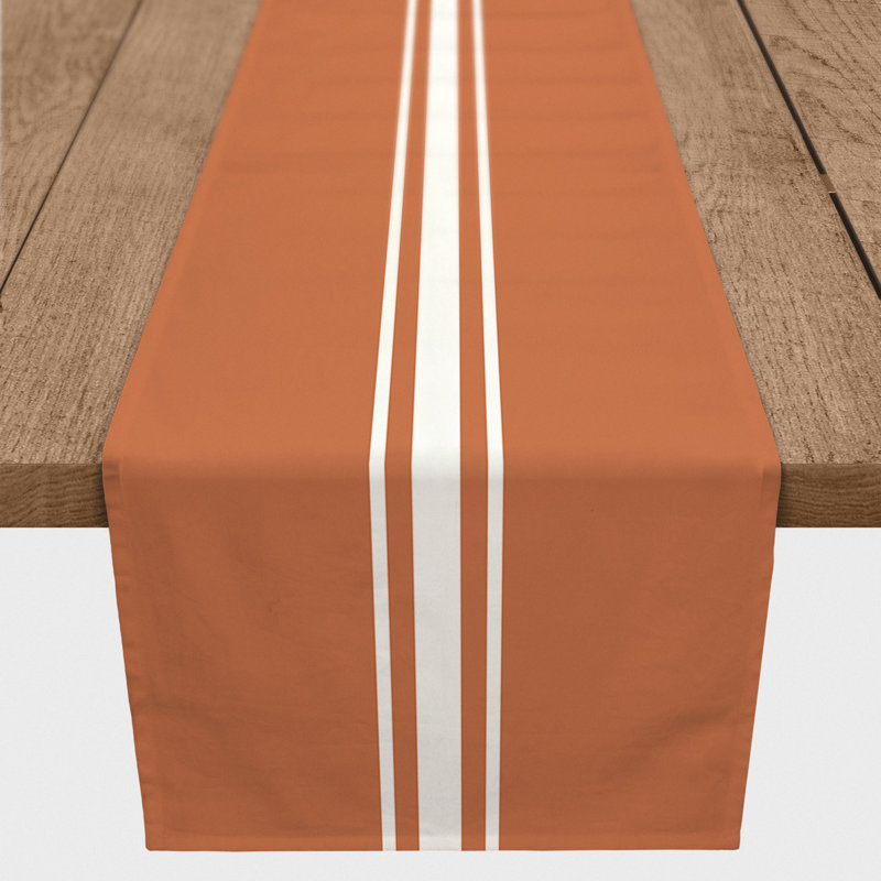 Bundrage Rectangle Striped Polyester Table Runner, 72" x 16", Orange