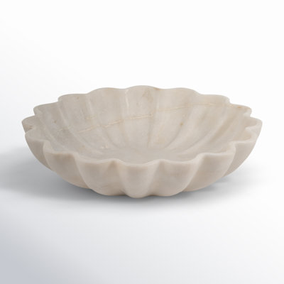 Calvin Marble, 12"D Shell Shaped Plate, White, Round
