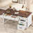 Executive Desk with Drawers, Farmhouse Home Office Desk with Charging Station, 53.54" Wooden Computer Desk with File Cabinet Storage for Work Study Writing-723409689