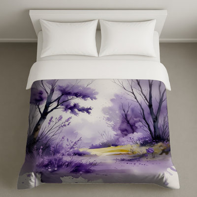 Purple Watercolor Landscape Duvet Covers