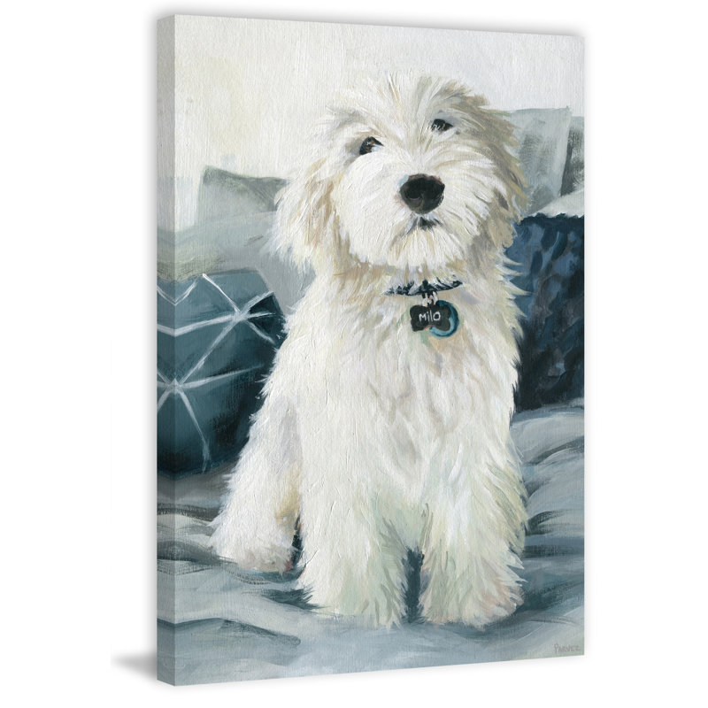 White Furry Friend by Parvez Taj - Wrapped Canvas Painting, 30 cm H x 20 cm W x 4 cm D