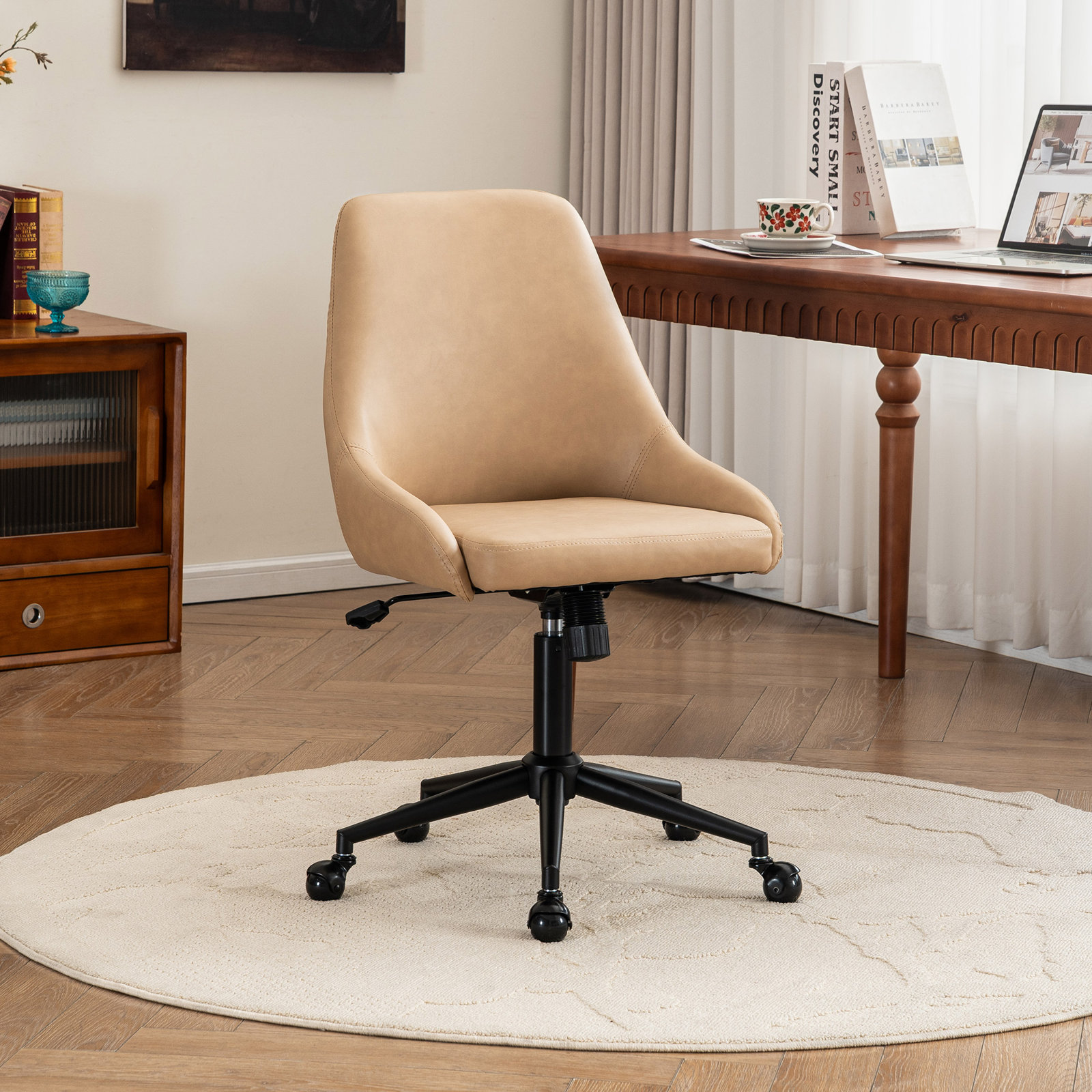 Vanora Office Chair,  Taupe Faux Leather