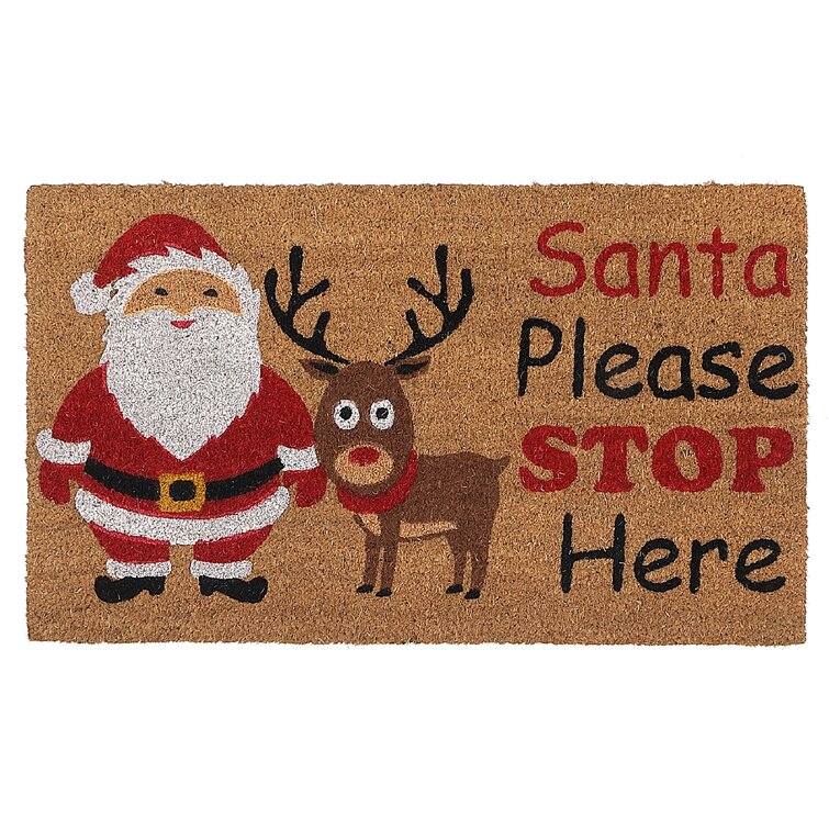 Doormat Santa Claus Front Door Entrance Rug, Non Slip Rubber Back