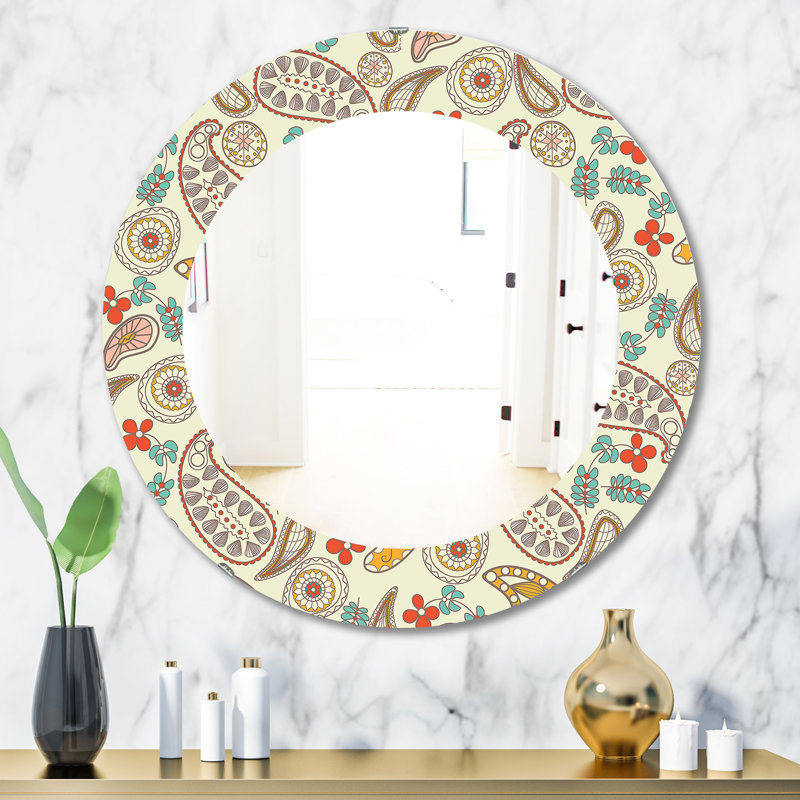 Paisley 1 - miroir bohémien et éclectique, H 31,5 po x l 23,7 po