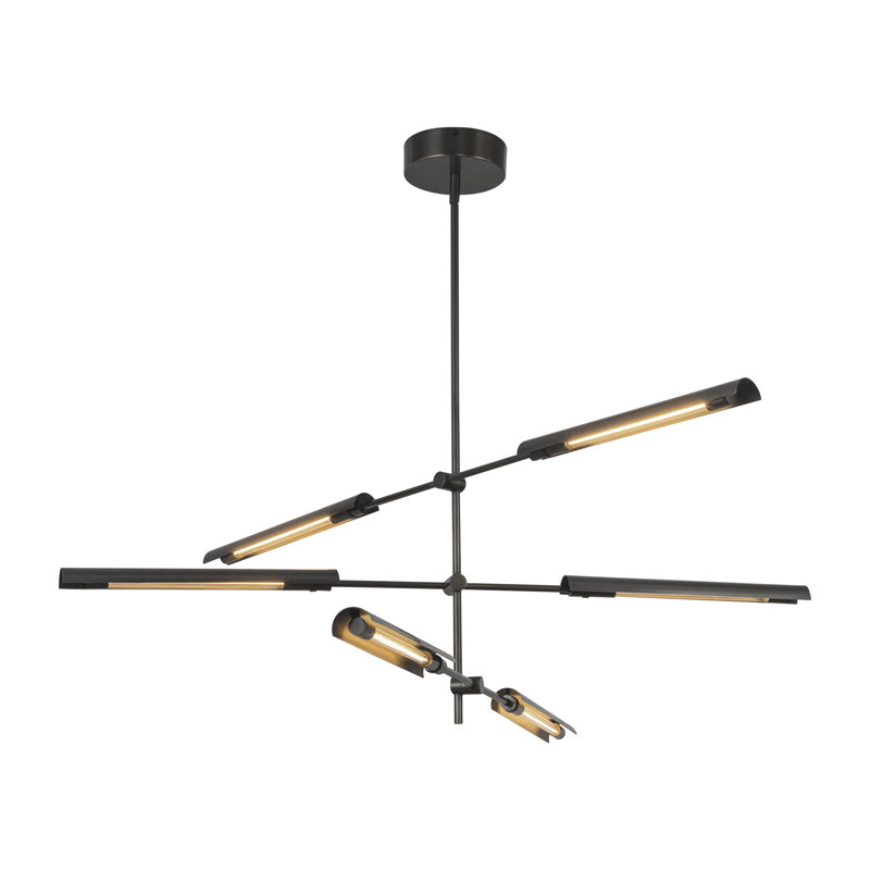 Lustre linéaire moderne Spoutnik 6 lumières Astrid, Bronze urbain