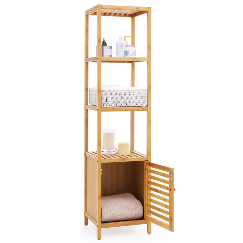 Armoire de rangement en bambou pour salle de bain, étagère multifonctionnelle à 4 niveaux, support d'angle autoportant