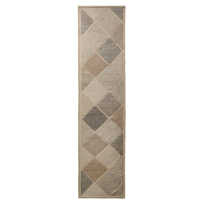 Scandinavian Style Flat-Weave Gray Blue Geometric Pattern By Rug & Kilim