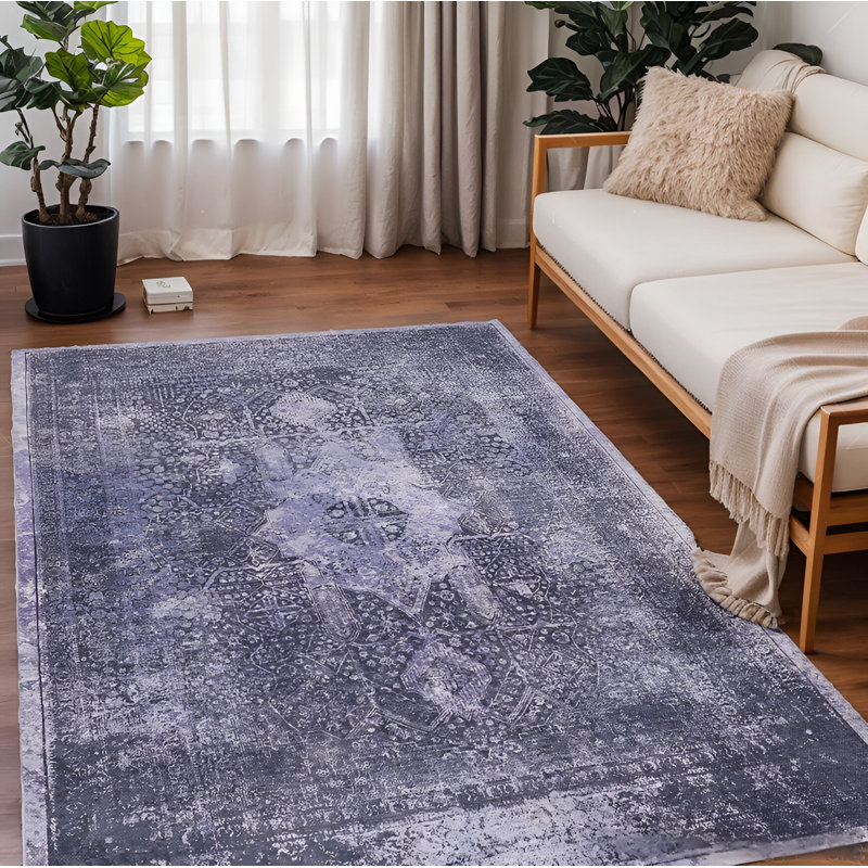 MAVAL Anthracite Washable Rug Doormat Rug, Rectangle 8' x 10'