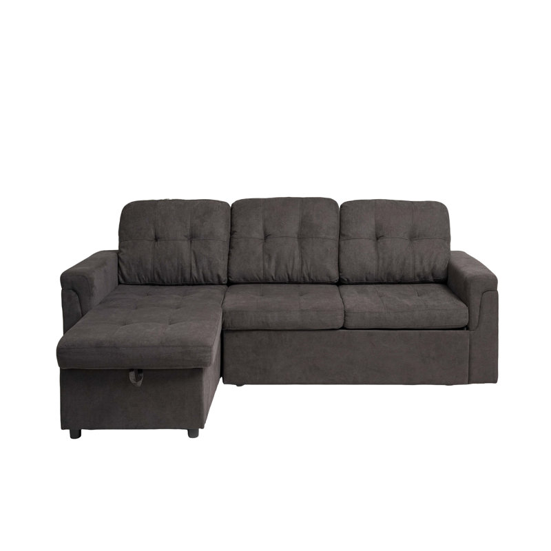 Mara Upholstered Sectional Sofa with Pull-Out Bed & Storage Chaise