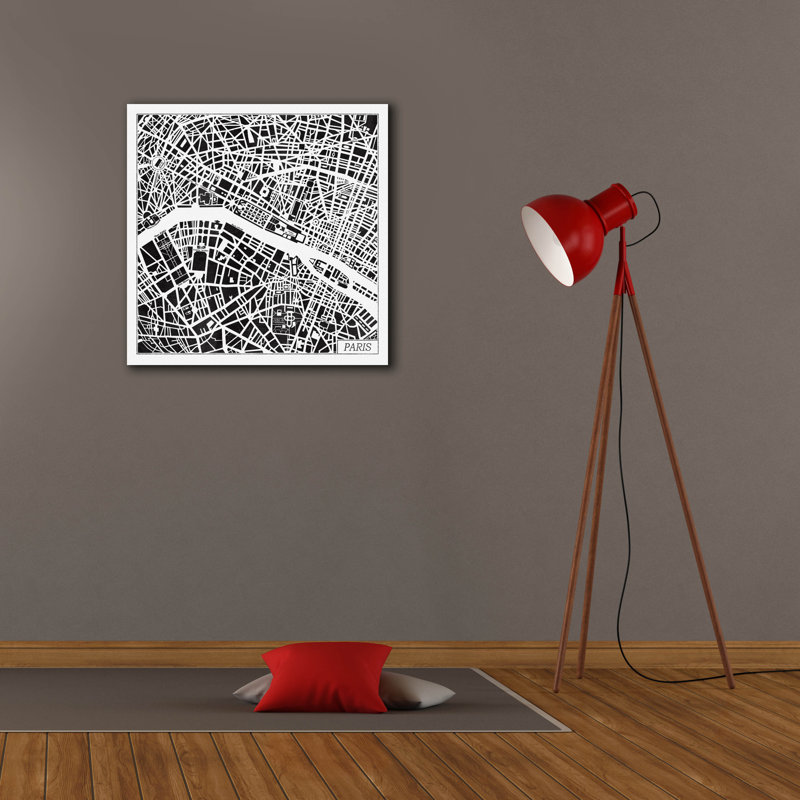 "Epic Graffiti" Paris Map Black "par Laura Marshall, art mural sur toile, H 26 po x l 26 po x P 1,5 po
