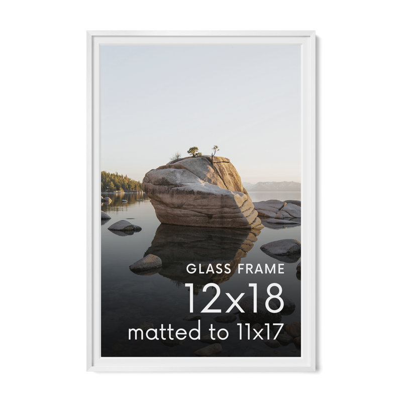 Cadre photo en métal avec verre, Blanc, L 12 po x H 18 po